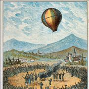 Picture Of First Public Demonstration Of A Balloon By Montogolfier