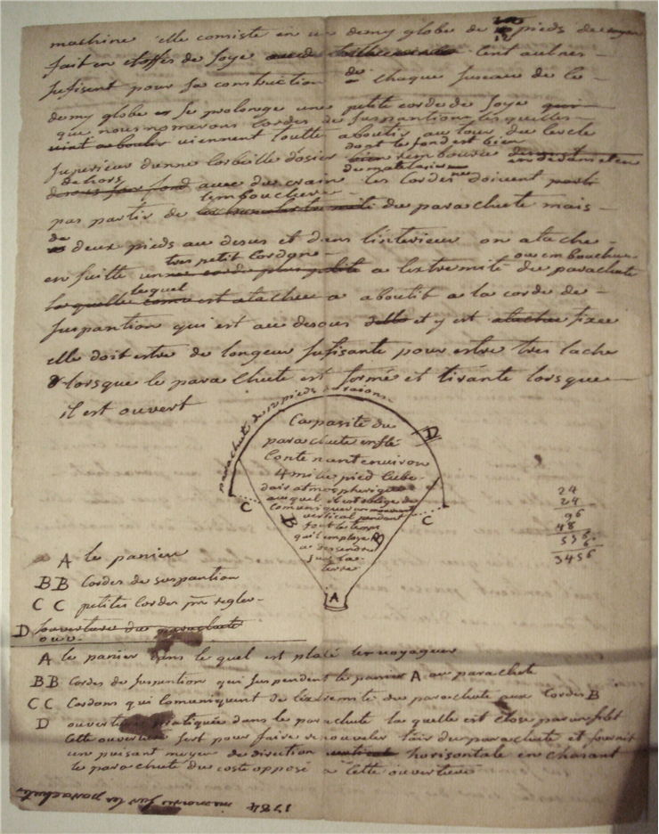 Picture Of Manuscript Of Montgolfier Describing His Invention 1784