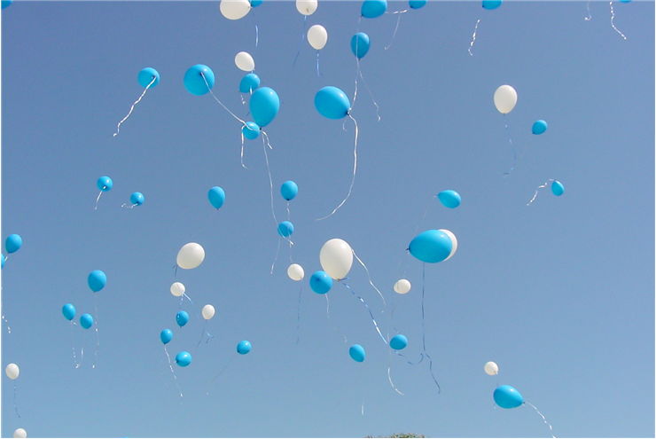 Picture Of White And Blue Balloons